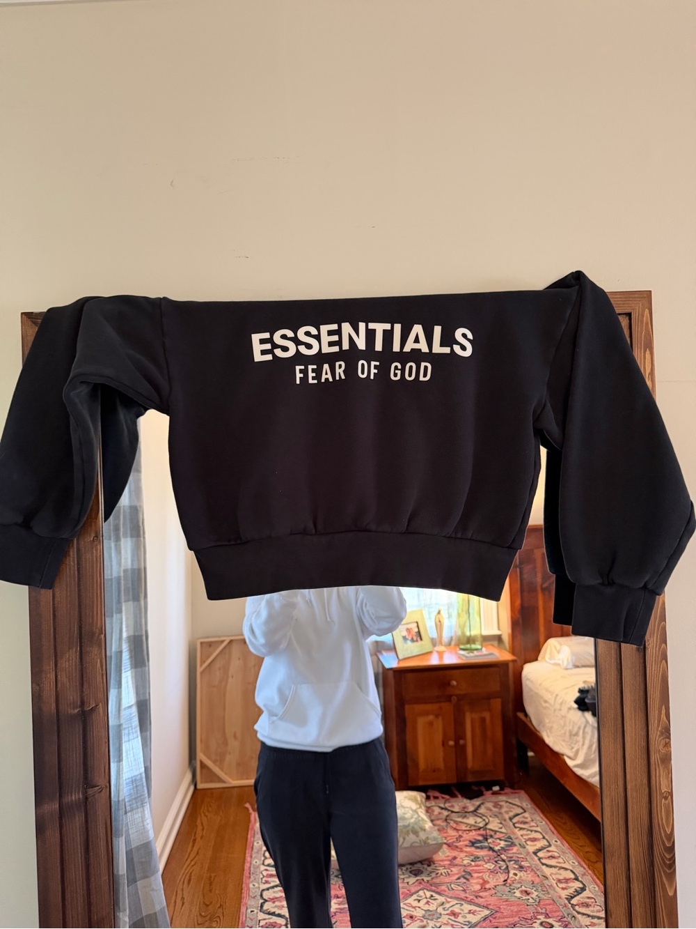 Fear of God Essentials Black Crewneck with White Logo